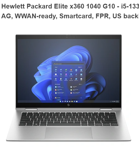 HP EliteBook x360 1040 G10 Intel Core i5-1335U 14inch WUXGA 16GB DDR4 512GB SSD W11P 3YW