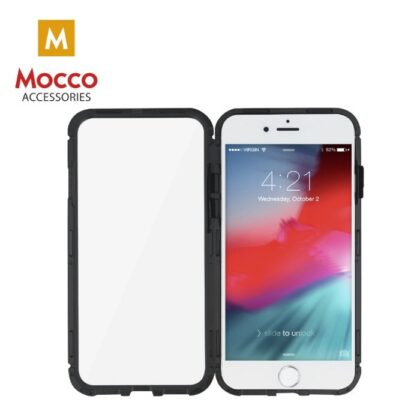 Mocco Double Side Case 360 Aluminija Apvalks ar Aizsargstiklu Telefonam Apple iPhone XS Max Caurspīdīgs - Melns MC-BC-360-IPHXSM-BKTR 4752168063248