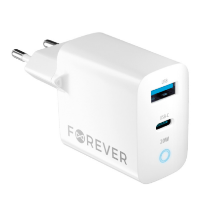 Forever TC-06 GaN Lādētājs PD / QC / 1x USB-C / 1x USB / 20W GSM171394 5900495088659