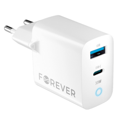 Forever TC-06 GaN Lādētājs PD / QC / 1x USB-C / 1x USB / 33W GSM171395 5900495088666