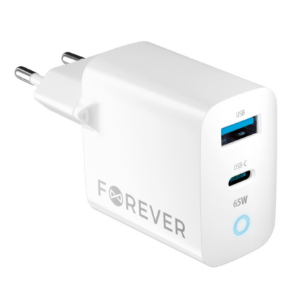Forever TC-06 GaN Lādētājs PD / QC / 1x USB-C / 1x USB / 65W GSM171397 5900495088680