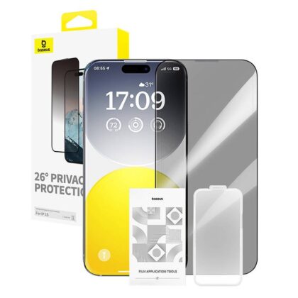 Baseus Diamond Privacy Protection Tempered Glass Aizsargstikls Priekš Apple iPhone 15 P60057405203-00 6932172642617