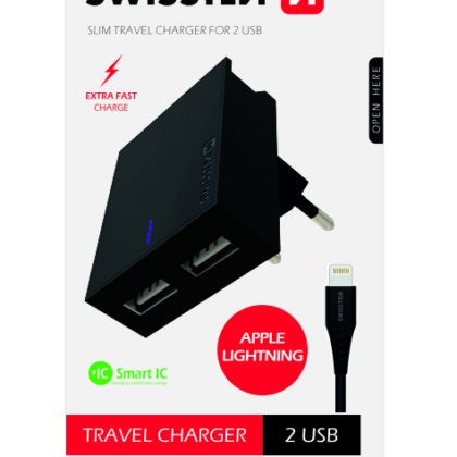 Swissten Tīkla Lādētājs USB 3А / 15W Ar Lightning vadu 1.2m SW-DET-3AWCL-B 8595217463325