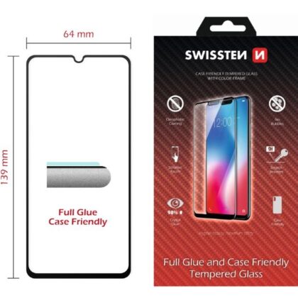 Swissten Full Face 5D Tempered Glass Aizsargstikls Pilnam Ekrānam Samsung Galaxy A40 Melns SW-JAP-T-SP-SAM-A40 8595217466814