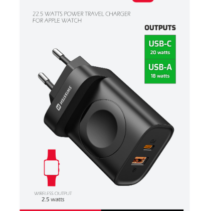 Swissten Travel Tīkla Lādētājs USB-A / USB-C / iWatch 22045520 8595217483842