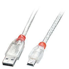 CABLE USB2 A TO MINI-B 0.2M/TRANSPARENT 41780 LINDY  41780 4002888417808