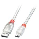 CABLE USB2 A TO MINI-B 0.5M/TRANSPARENT 41781 LINDY  41781 4002888417815