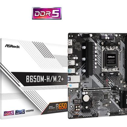 Mainboard ASROCK AMD B650 SAM5 Micro-ATX Memory DDR5 Memory slots 2 1xPCI-E 2xPCI-Express 4.0 1x 1xPCI-Express 4.0 16x 1xM.2 1xHDMI 1xDisplayPort 1xAudio-In 1xAudio-Out 1xMicrophone 2xUSB 2.0 3xUSB 3.2 1xUSB-C 1xRJ45 B650M-H/M.2+  B650M-H/M.2+ 4710483943768