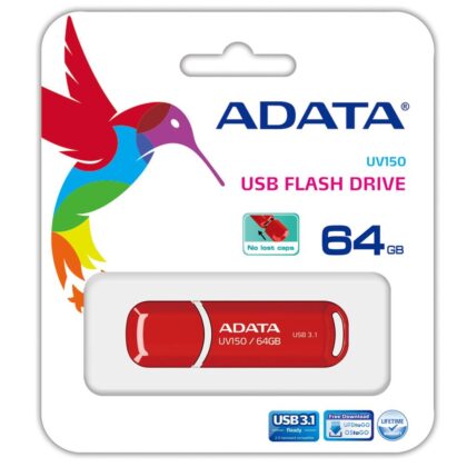 MEMORY DRIVE FLASH USB3.1 64GB/RED AUV150-64G-RRD ADATA  AUV150-64G-RRD 4713435799307