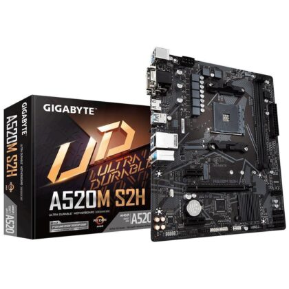 Mainboard GIGABYTE AMD A520 SAM4 Micro-ATX Memory DDR4 Memory slots 2 2xPCI-Express 3.0 1x 1xPCI-Express 3.0 16x 1xM.2 1x15pin D-sub 1xDVI-D 1xHDMI 2xAV-In 1xAV-out 2xUSB 2.0 4xUSB 3.2 1xPS/2 1xRJ45 A520MS2H1.2  A520MS2H1.2 4719331809720