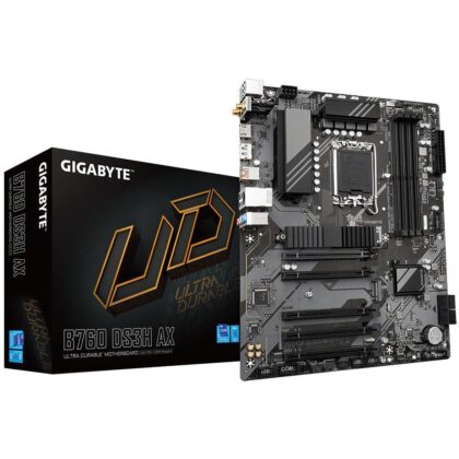 Mainboard GIGABYTE Intel B760 Express LGA1700 ATX Memory DDR5 Memory slots 4 4xPCI-Express 3.0 1x 1xPCI-Express 4.0 16x 2xM.2 1xHDMI 1xDisplayPort 2xAudio-In 1xAudio-Out 4xUSB 2.0 1xUSB 3.2 1xUSB-C 1xPS/2 1xRJ45 2xRF-Out B760DS3HAX1.1  B760DS3HAX1.1 4719331852757