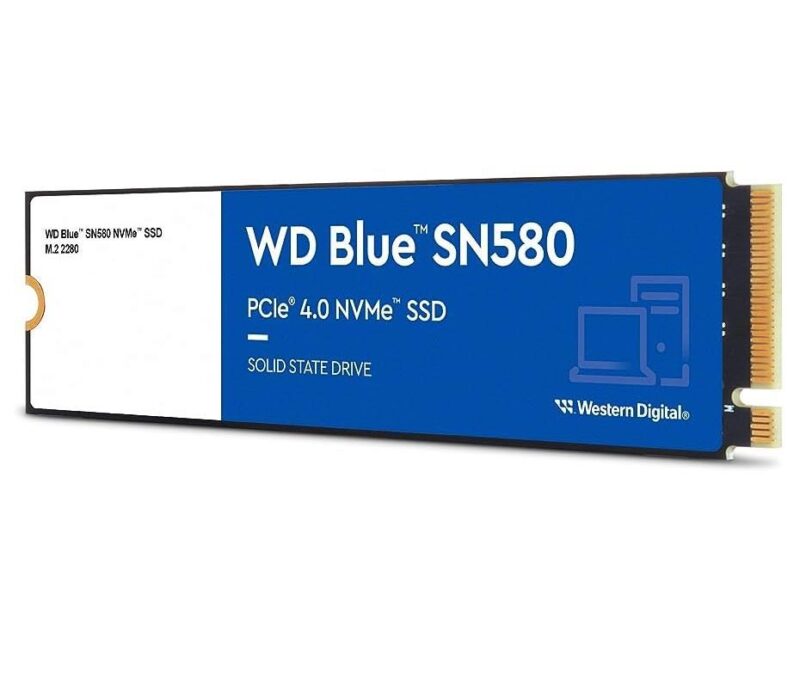 SSD WESTERN DIGITAL Blue SN580 1TB M.2 PCIe Gen4 NVMe TLC Write speed 4150 MBytes/sec Read speed 4150 MBytes/sec 2.38mm TBW 600 TB MTBF 1500000 hours WDS100T3B0E  WDS100T3B0E 718037887340