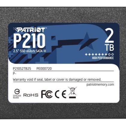 SSD PATRIOT P210 2TB SATA 3.0 Write speed 430 MBytes/sec Read speed 520 MBytes/sec 2