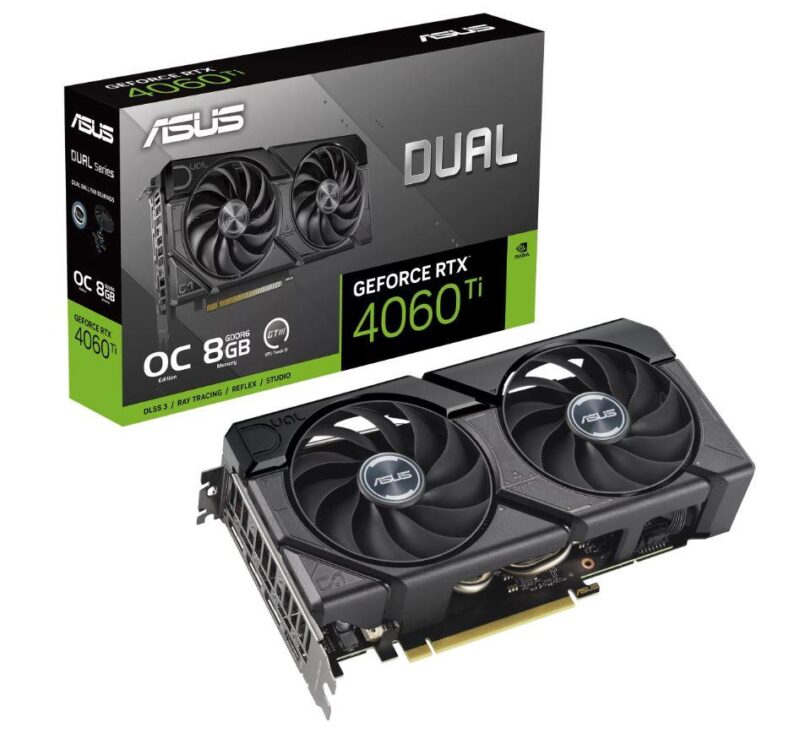 Graphics Card ASUS NVIDIA GeForce RTX 4060 Ti 8 GB GDDR6 128 bit PCIE 4.0 16x GPU 2565 MHz Dual Slot Fansink 1xHDMI 3xDisplayPort DUAL-RTX4060TI-O8G-EVO  DUAL-RTX4060TI-O8G-EVO 4711387459232