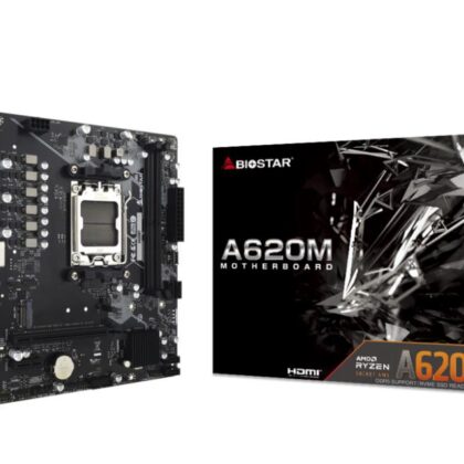 Mainboard BIOSTAR AMD A620 SAM5 Micro-ATX Memory DDR5 Memory slots 2 1xPCI-Express 3.0 1x 1xPCI-Express 4.0 16x 1xM.2 1xHDMI 1xDisplayPort 2xUSB 2.0 4xUSB 3.2 1xRJ45 3xAudio port A620MT  A620MT 4712960687608