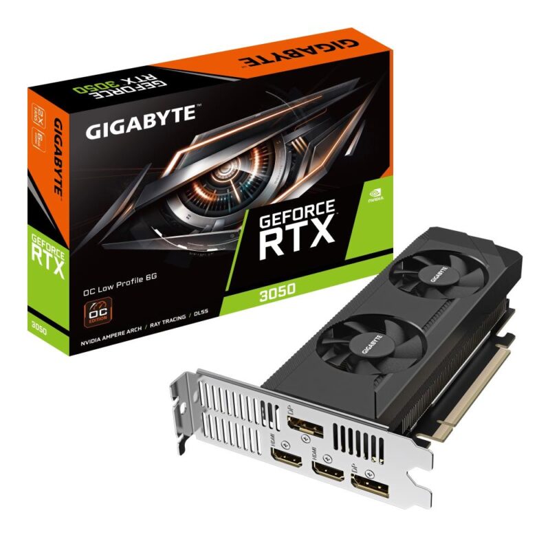 Graphics Card GIGABYTE NVIDIA GeForce RTX 3050 6 GB GDDR6 96 bit PCIE 4.0 16x Memory 14000 MHz GPU 1470 MHz Dual Slot Fansink 2xHDMI 2xDisplayPort GV-N3050OC-6GL  GV-N3050OC-6GL 4719331354268