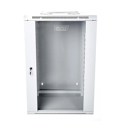 Digitus Wall Mount double section Cabinet 19" 18U 901/600/600 glass grey mounted DN-WD19 18U/600 5907772591284