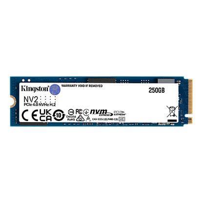 SSD KINGSTON NV2 250GB M.2 PCIe Gen4 NVMe Write speed 1300 MBytes/sec Read speed 3000 MBytes/sec 2.2mm TBW 80 TB MTBF 1500000 hours SNV2S/250G  SNV2S/250G 740617329889