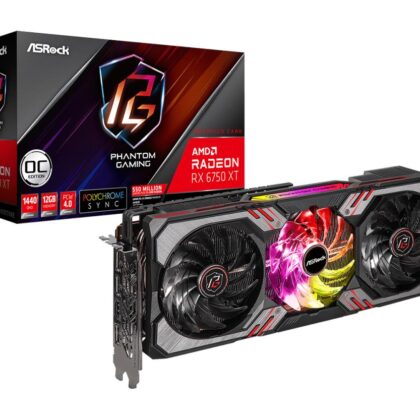 Graphics Card ASROCK AMD Radeon RX 6750 XT 12 GB GDDR6 192 bit PCIE 4.0 16x Two and Half Slot Fansink 1xHDMI 3xDisplayPort RX6750XTPGD12GO  RX6750XTPGD12GO 4710483938580