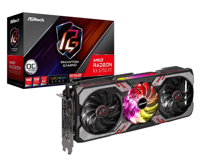 Graphics Card ASROCK AMD Radeon RX 6750 XT 12 GB GDDR6 192 bit PCIE 4.0 16x Two and Half Slot Fansink 1xHDMI 3xDisplayPort RX6750XTPGD12GO  RX6750XTPGD12GO 4710483938580