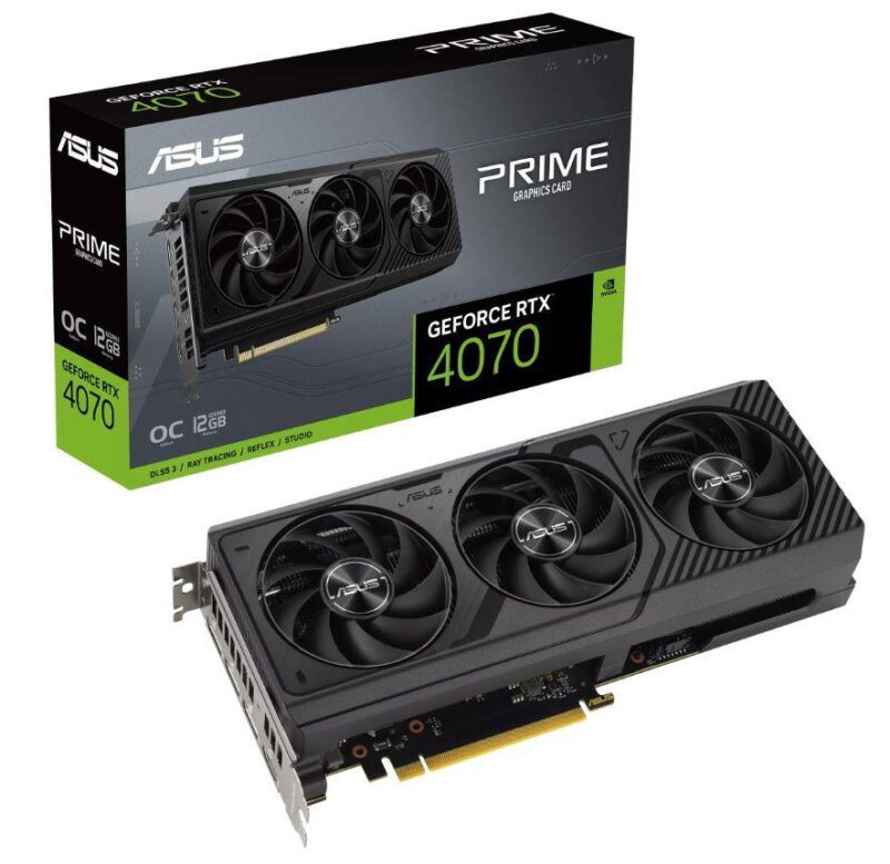 Graphics Card ASUS 12 GB GDDR6X 192 bit PCIE 4.0 16x Triple slot Fansink 1xHDMI 3xDisplayPort PRIME-RTX4070-O12G  PRIME-RTX4070-O12G 4711387667736