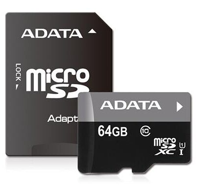 MEMORY MICRO SDXC 64GB CLASS10/W/AD AUSDX64GUICL10-RA1 ADATA  AUSDX64GUICL10-RA1 4713435796849