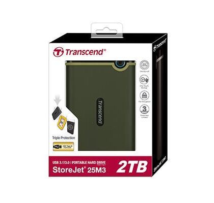 External HDD TRANSCEND StoreJet 2TB USB 3.0 Colour Green TS2TSJ25M3G  TS2TSJ25M3G 760557840701