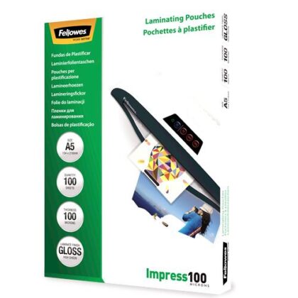 LAMINATOR POUCH GLOSSY/A5 100 100PCS 5351002 FELLOWES  5351002 077511535109