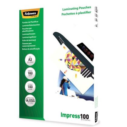 LAMINATOR POUCH GLOSSY/A3 100 100PCS 5351205 FELLOWES  5351205 077511535123