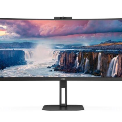 LCD Monitor AOC CU34V5CW/BK 34" Curved/21 : 9 Panel VA 3440x1440 21:9 100Hz Matte 1 ms Speakers Camera Swivel Height adjustable Tilt Colour Black CU34V5CW/BK  CU34V5CW/BK 4038986110273