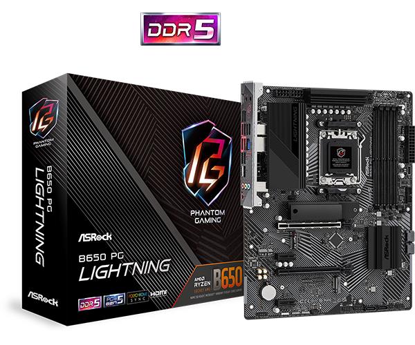 Mainboard ASROCK AMD B650 SAM5 ATX Memory DDR5 Memory slots 4 2xPCI-Express 4.0 1x 2xPCI-Express 4.0 16x 3xM.2 1xHDMI 1xAudio-In 1xAudio-Out 1xMicrophone 4xUSB 2.0 7xUSB 3.2 2xUSB-C 1xRJ45 B650PGLIGHTNING  B650PGLIGHTNING 4710483940910