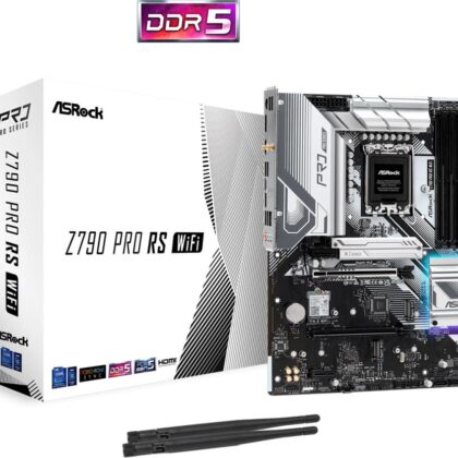 Mainboard ASROCK Intel Z790 LGA1700 ATX Memory DDR5 Memory slots 4 2xPCI-Express 3.0 1x 1xPCI-Express 4.0 16x 1xPCI-Express 5.0 16x 4xM.2 1xHDMI 1xDisplayPort 4xUSB 2.0 3xUSB 3.2 1xUSB-C 1xPS/2 1xRJ45 3xAudio port 2xWiFi antenna port Z790PRORSWIFI  Z790PRORSWIFI 4710483941504