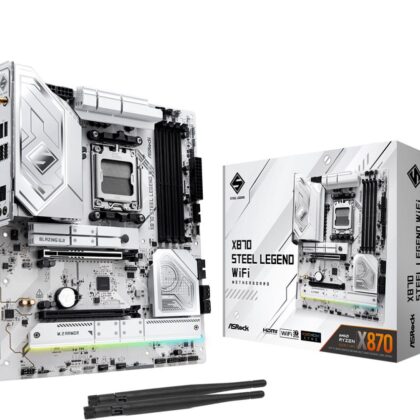 Mainboard ASROCK AMD X870 SAM5 ATX Memory DDR5 Memory slots 4 1xPCI-Express 4.0 16x 1xPCI-Express 5.0 16x 4xM.2 1xHDMI 4xUSB 2.0 5xUSB 3.2 2xUSB-C 1xOptical S/PDIF 1xRJ45 2xAudio port X870STEELLEGENDWIFI  X870 STEEL LEGEND WIFI 4710483949340