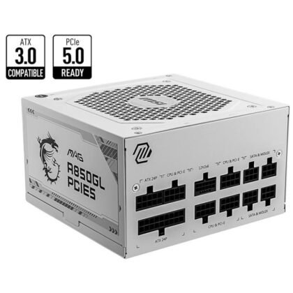 Power Supply MSI 850 Watts Efficiency 80 PLUS GOLD PFC Active MAGA850GLPCIE5WHITE  MAGA850GLPCIE5WHITE 4711377115391