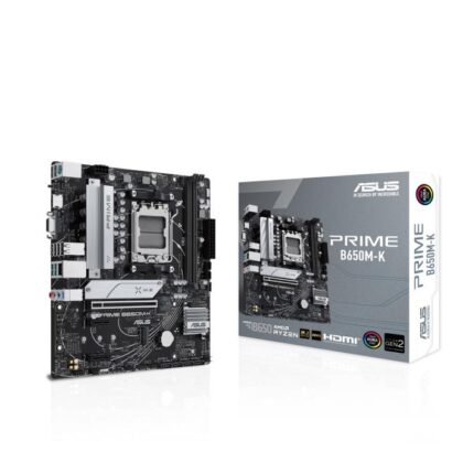 Mainboard ASUS AMD B650 SAM5 Micro-ATX Memory DDR5 Memory slots 2 2xPCI-Express 4.0 1x 1xPCI-Express 4.0 16x 2xM.2 1x15pin D-sub 1xHDMI 4xUSB 2.0 4xUSB 3.2 1xPS/2 1xRJ45 3xAudio port PRIMEB650M-K  PRIMEB650M-K 4711387236628