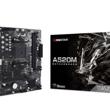 Mainboard BIOSTAR AMD A520 SAM4 Micro-ATX Memory DDR4 Memory slots 2 2xPCI-Express 3.0 1x 1xPCI-Express 3.0 16x 1xM.2 1xHDMI 1xDisplayPort 2xUSB 2.0 4xUSB 3.2 1xRJ45 3xAudio port A520MT  A520MT 4712960687325