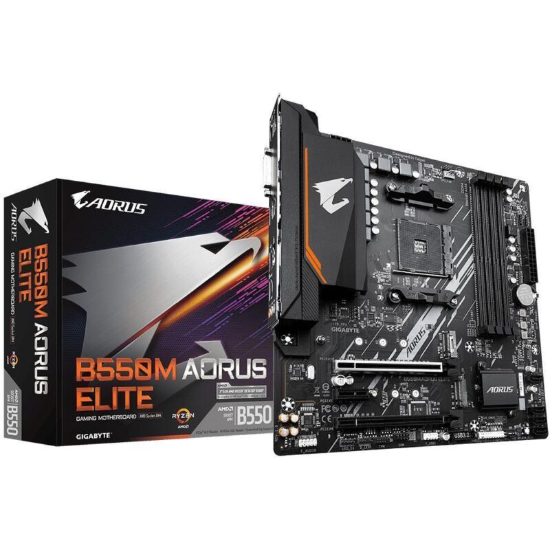 Mainboard GIGABYTE AMD B550 SAM4 Micro-ATX Memory DDR4 Memory slots 4 1xPCI-Express 3.0 1x 1xPCI-Express 3.0 4x 1xPCI-Express 4.0 16x 2xM.2 1xDVI-D 1xHDMI 2xAudio-In 1xAudio-Out 4xUSB 2.0 4xUSB 3.2 1xPS/2 1xRJ45 B550MAORUSELITE1.3  B550MAORUSELITE1.3 4719331809546