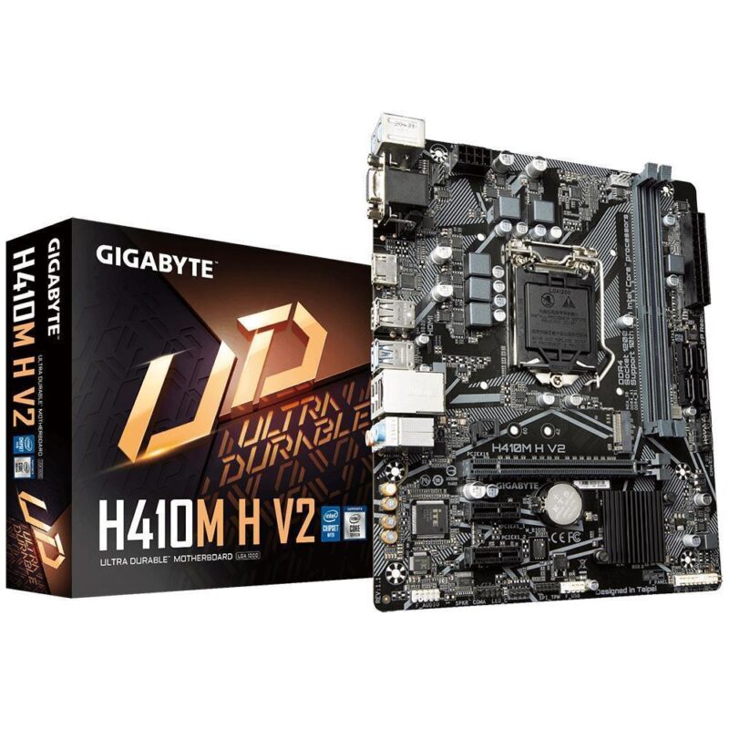 Mainboard GIGABYTE Intel H470 Express LGA1200 Micro-ATX Memory DDR4 Memory slots 2 2xPCI-Express 3.0 1x 1xPCI-Express 3.0 16x 1xM.2 1x15pin D-sub 1xHDMI 2xAudio-In 1xAudio-Out 4xUSB 2.0 2xUSB 3.2 1xPS/2 1xRJ45 H410MHV21.7  H410MHV21.7 4719331815387