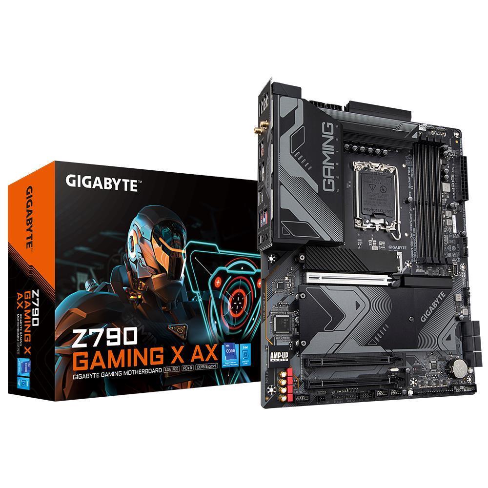 Mainboard GIGABYTE Intel Z790 LGA1700 ATX Memory DDR5 Memory slots 4 1xPCI-Express 4.0 16x 1xPCI-Express 5.0 16x 4xM.2 1xHDMI 1xDisplayPort 4xUSB 2.0 5xUSB 3.2 1xUSB-C 1xOptical S/PDIF 1xRJ45 2xAudio port Z790GAMINGXAX1.2  Z790 GAMING X AX 1.2 4719331850296