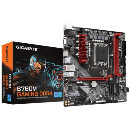 Mainboard GIGABYTE Intel B760 Express LGA1700 Micro-ATX Memory DDR4 Memory slots 2 1xPCI-Express 3.0 1x 1xPCI-Express 4.0 16x 2xM.2 1x15pin D-sub 1xHDMI 1xDisplayPort 2xAudio-In 1xAudio-Out 2xUSB 2.0 3xUSB 3.2 1xUSB-C 1xPS/2 1xRJ45 B760MGAMINGDDR41.1  B760MGAMINGDDR41.1 4719331851415