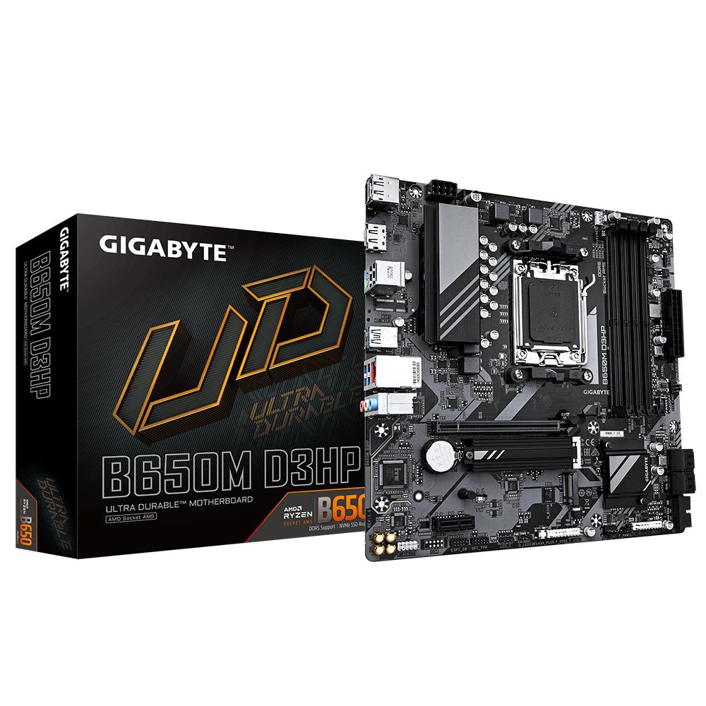 Mainboard GIGABYTE AMD B650 SAM5 Micro-ATX Memory DDR5 Memory slots 4 1xPCI-Express 3.0 1x 1xPCI-Express 4.0 16x 2xM.2 1xHDMI 2xDisplayPort 2xUSB 2.0 3xUSB 3.2 1xUSB-C 1xPS/2 1xRJ45 3xAudio port B650MD3HP  B650MD3HP 4719331857851