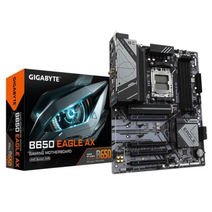 Mainboard GIGABYTE AMD B650 SAM5 ATX Memory DDR5 Memory slots 4 1xPCI-Express 16x 3xPCI-Express 3.0 16x 3xM.2 2xHDMI 1xDisplayPort 6xUSB 2.0 2xUSB 3.2 1xUSB-C 1xRJ45 3xAudio port B650EAGLEAX  B650EAGLEAX 4719331860158