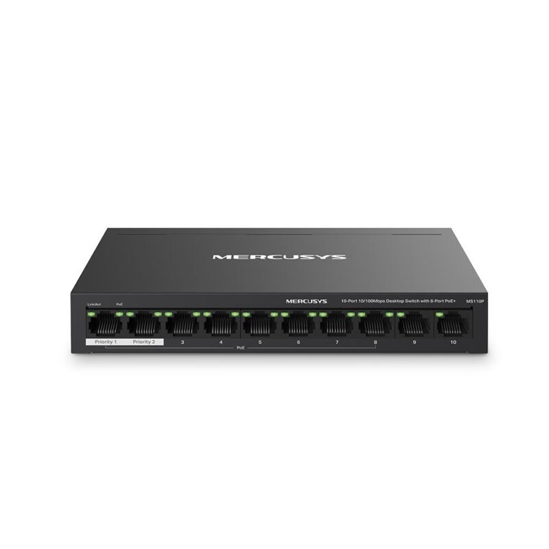 Switch MERCUSYS MS110P Desktop/pedestal 10x10Base-T / 100Base-TX PoE+ ports 8 MS110P  MS110P 6957939001162