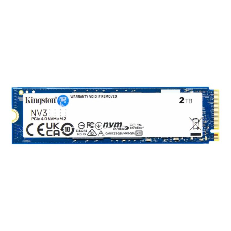 SSD KINGSTON NV3 2TB M.2 PCIE NVMe 3D NAND Write speed 5000 MBytes/sec Read speed 6000 MBytes/sec TBW 640 TB MTBF 200000 hours SNV3S/2000G  SNV3S/2000G 740617344783