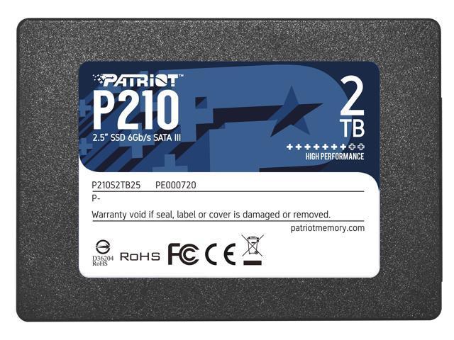 SSD PATRIOT P210 2TB SATA 3.0 Write speed 430 MBytes/sec Read speed 520 MBytes/sec 2,5″ TBW 960 TB P210S2TB25  P210S2TB25 814914026830