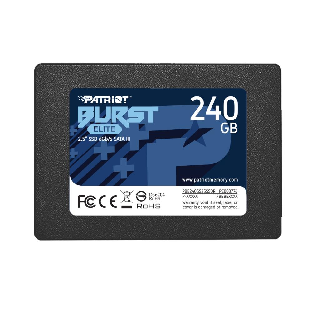 SSD PATRIOT Burst Elite 240GB SATA 3.0 3D NAND Write speed 320 MBytes/sec Read speed 450 MBytes/sec 2,5″ TBW 100 TB PBE240GS25SSDR  PBE240GS25SSDR 814914027745