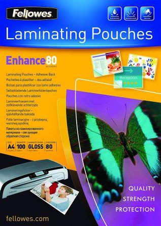 LAMINATOR POUCH ADHESIVE BACK/A4 80 100PCS 5302202 FELLOWES  5302202 077511530227