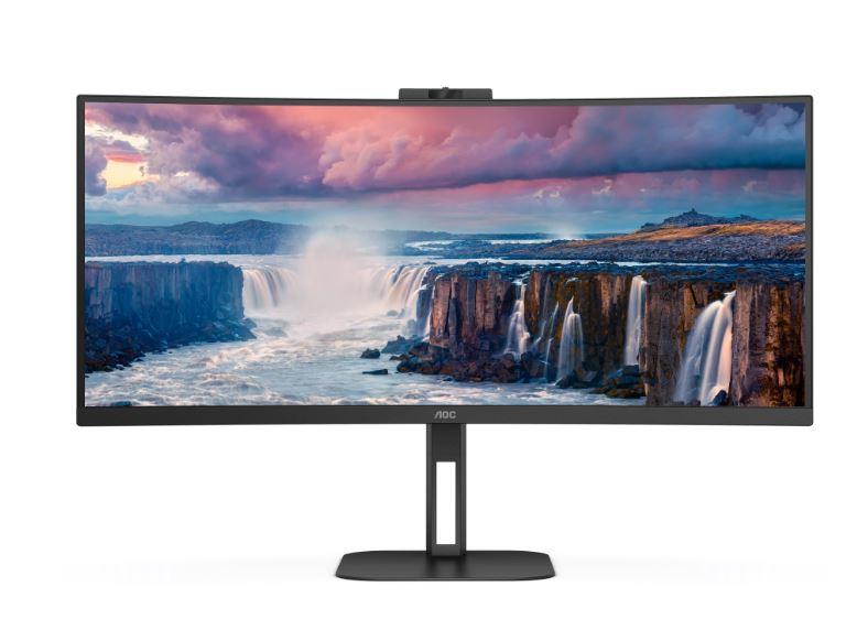 LCD Monitor AOC CU34V5CW/BK 34" Curved/21 : 9 Panel VA 3440x1440 21:9 100Hz Matte 1 ms Speakers Camera Swivel Height adjustable Tilt Colour Black CU34V5CW/BK  CU34V5CW/BK 4038986110273