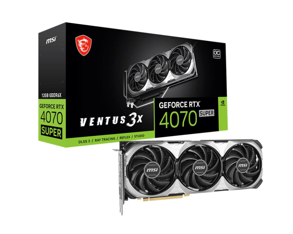 Graphics Card MSI NVIDIA GeForce RTX 4070 SUPER 12 GB GDDR6X 192 bit PCIE 4.0 16x Triple slot Fansink 1xHDMI 3xDisplayPort RTX4070SUPER12GVEN3XOC  RTX4070SUPER12GVEN3XOC 4711377171267