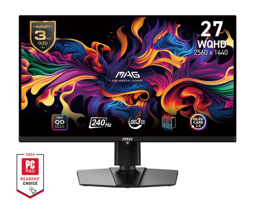 Monitor MSI 26.5" Gaming Panel QD-OLED 2560x1440 16:9 240Hz Matte 0.03 ms Swivel Pivot Height adjustable Tilt Colour Black MAG271QPXQD-OLEDE2  MAG271QPXQD-OLEDE2 4711377190312